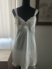 Jones New York Vintage Ivory Satin Lace Chemise Slip Nightgown Sz M
