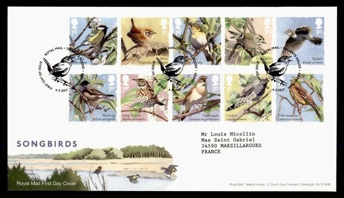 DR WHO 2017 GB FDC SONG BIRD COMBO M77346