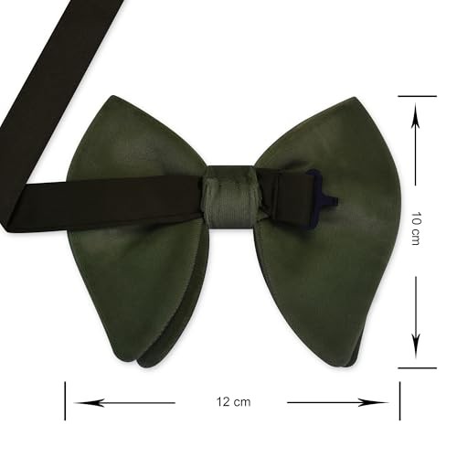 Branduce Velvet Bow Ties for Men Oversize Pre-tie Bowtie Tuxedo Olive Green - 第 4/4 張圖片