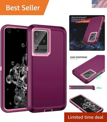 3-Layer Shockproof Bumper Case for Galaxy S20 Ultra - Stylish Purple/Pink Design