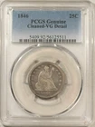 1846 SEATED LIBERTY QUARTER - PCGS GENUINE CLEANED-VG DETAIL, LOOKS FINE