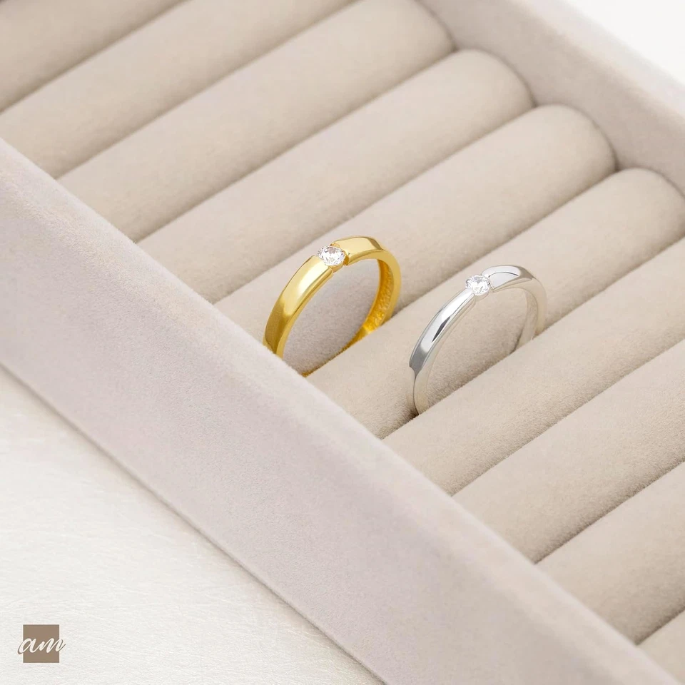 Fede Nuziale in Argento Sterling 925 Con Zircone per Donna | Anello Brillante | - Immagine 4 di 4