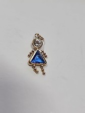 14k Yellow Gold BIM Blue Birthstone Girl Child Pendant Mothers Charm .50g Mom