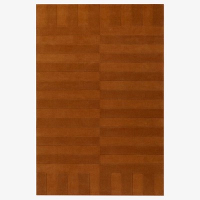 Textured Handmade Hand-Tufted Burnt Orange Wool Rug | 100% Wool Area Carpet 8x12