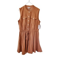 Nine West Utility Collection Dress Womens Large Mocha Frost Button Front