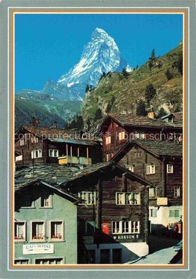 Zermatt VS Dorfpartie mit Blick gegen Matterhorn Mont Cervin