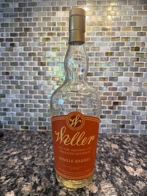 Weller Single Barrel Empty Bourbon Bottle, Orange Label, Buffalo Trace 750 ml