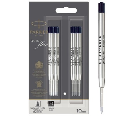 PARKER QUINKflow Ballpoint Pen Ink Refill Medium Point Black 10 Pieces Value Pac