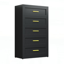 Metal Dresser for Bedroom Black 5 Drawer Closet Dresser Storage