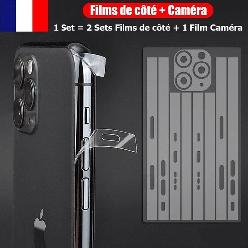 Films Hydrogel Pour Côtés + Caméra iPhone 15 14 13 12 Mini 11 Pro Max SE Xr X 8