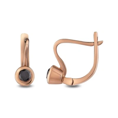 Damen Ohrringe aus 585/-14 kt Rosegold mit Schwarz Diamanten - Bild 1 von 4