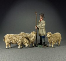 BRITAINS VILLAGE GREEN 35007 SHEPHERD WITH 3 SHEEP