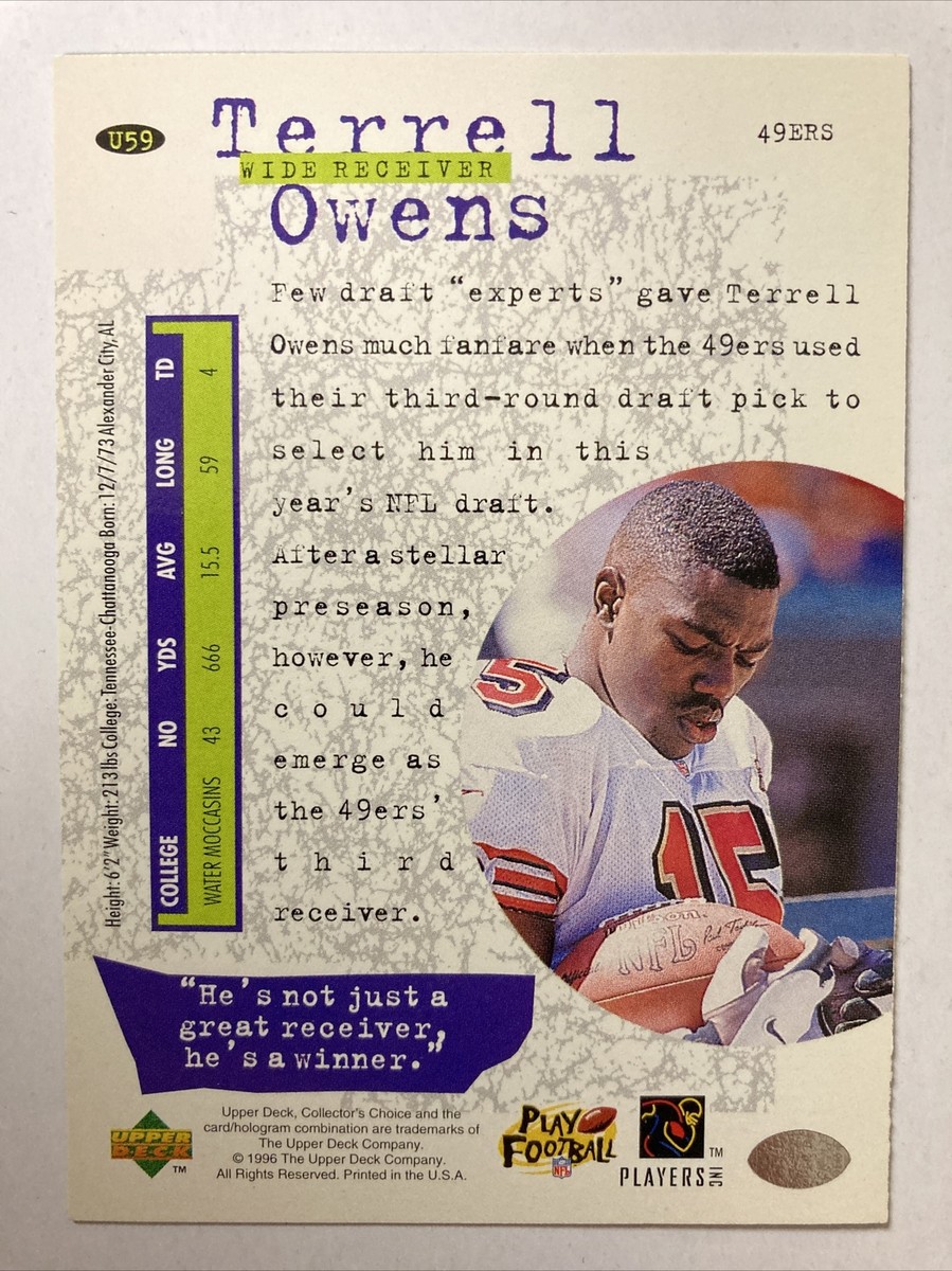 Terrell Owens 1996 Collectors Choice Update Rookie Card #u59