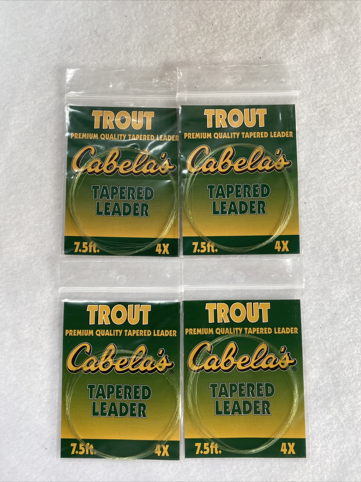 4 CABELA'S PREMIUM QUALITY TAPERED FLY FISHING LEADERS 7 1/2' 4X 3 eBay