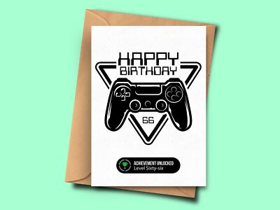 66. Geburtstag Karte für Gamer Videospiele Karte für Ihn Stiefmutter Papa Neffe für Ihn