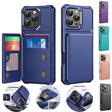 For iPhone 17 Pro Max 16 15 Magnetic Wallet Back Card PU Leather Flip Case Cover