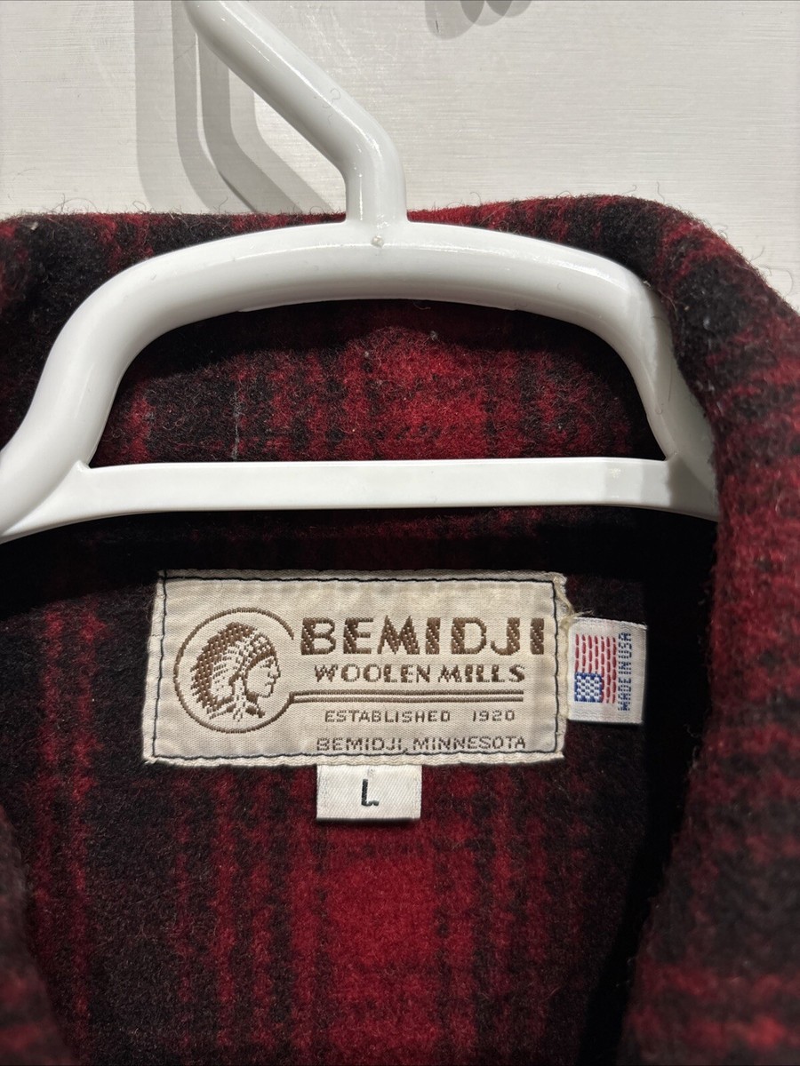 Vtg Bemidji Woolen Mills USA Plaid 100% Wool Shacket Coat Jacket