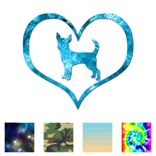 Love Chihuahua Dog Heart - Decal Sticker - Multiple Patterns & Sizes - ebn1439