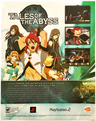 Print Ad 2006 Tales Of The Abyss PS2 Namco Bandai Original Promo 