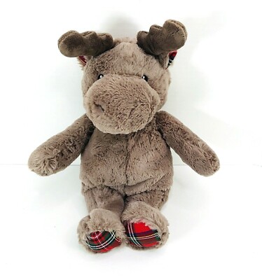 Cloud B Dreamy Hugginz Moose Plush Brown Red Plaid Feet 15  Stuffed Animal