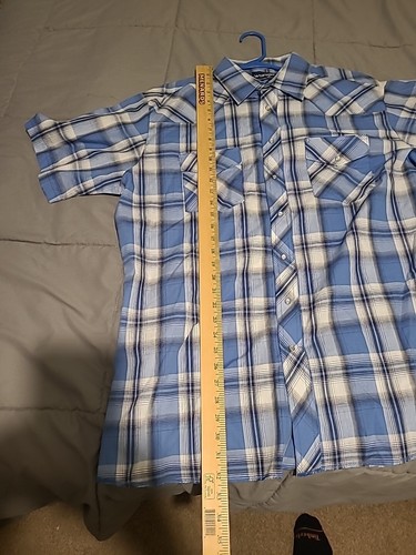 Vintage Wrangler Western shirt Blue Plaid Pearl Snap XLT - Picture 4 of 7