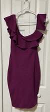 Lulu's One Shoulder Ruffle Magenta Bodycon Dress-Size Small