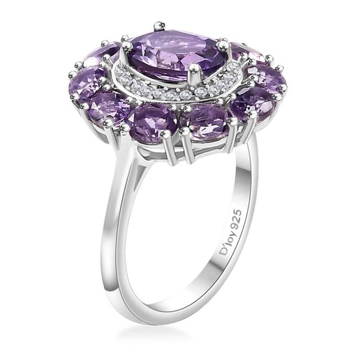 BEAUTIFUL 2.80ctw Bolivian Amethyst Coacktail Ring Rhodium Plated Size 6 - Picture 4 of 6