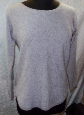 Max Studio 100% 2 ply Cashmere Light Gray Womens Sweater S Round Hem Hi Lo Grey