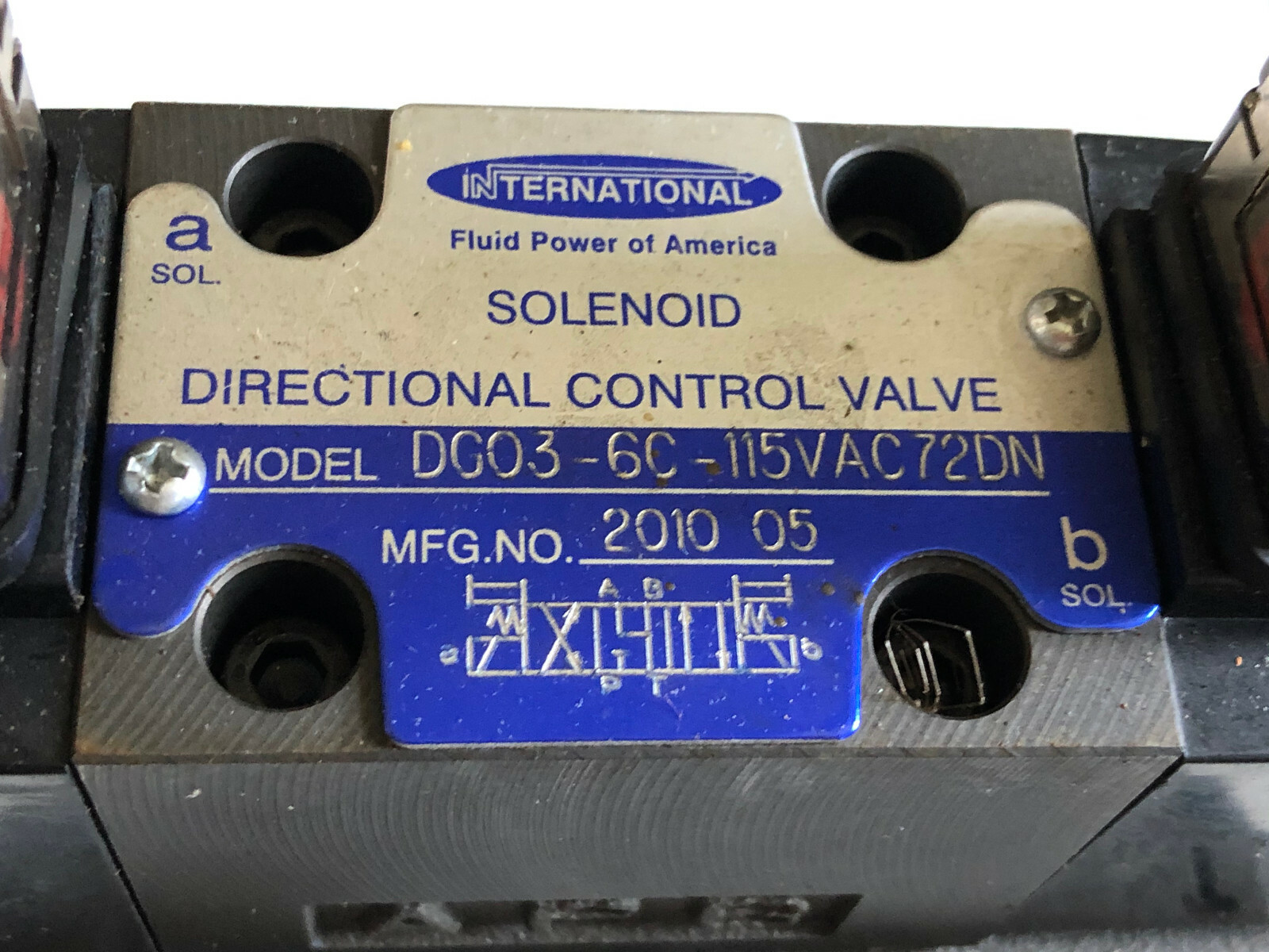 INTERNATIONAL DG08-8C-E-10,DG03-6C-115VAC72DN SOLENOID DIRECTIONAL ...
