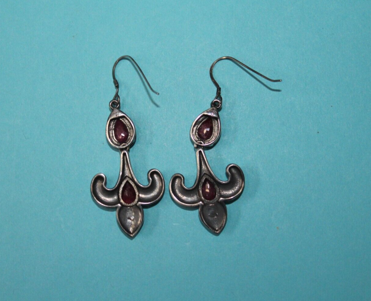 Sterling Silver TJC Designed Oxidized Ruby Dangle… - image 2