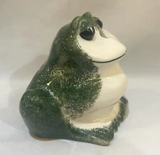 Babbacombe Pottery Devon England Green Ceramic Frog Scissors & String Holder