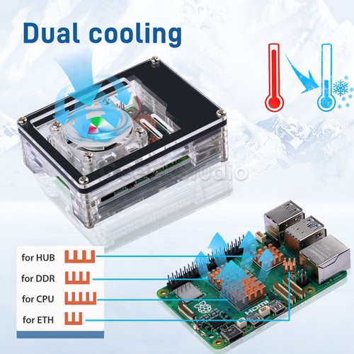 Acrylic Case 9 Layers Enlosure With Cooling Fan Heatsinks For Raspberry Pi 5 - Picture 5 of 15