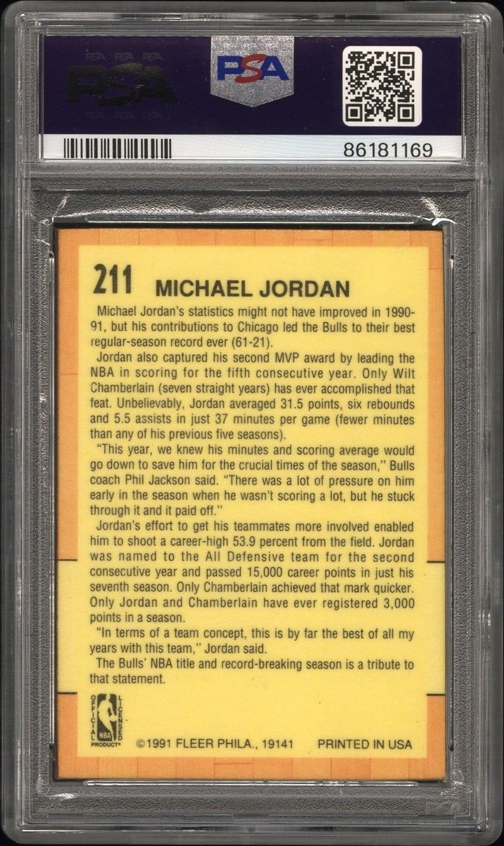 PSA 9 MICHAEL JORDAN 1991-92 Fleer ALL-STAR 3D Acrylic