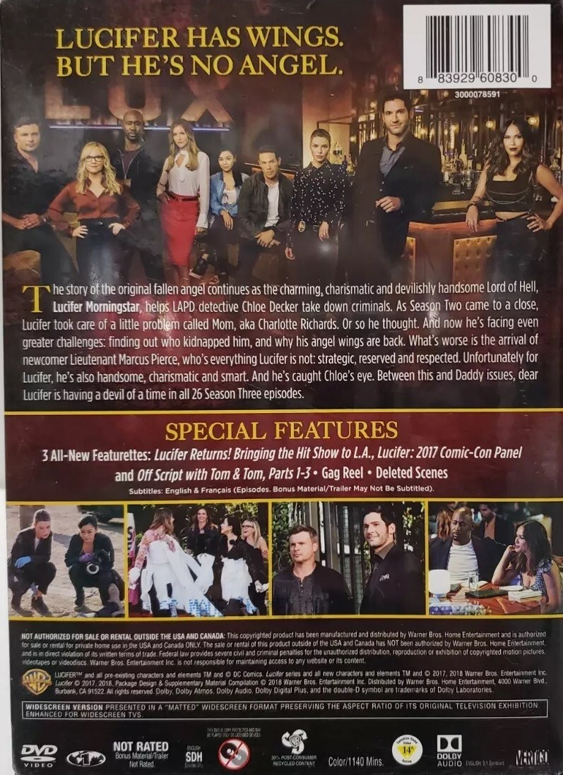 Lucifer The Complete Series Seasons 1-6/Final DVD+Slipcase