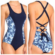 Tart Collections Kassidy lace-up paneled tie-dyed swimsuit Size S SMALL