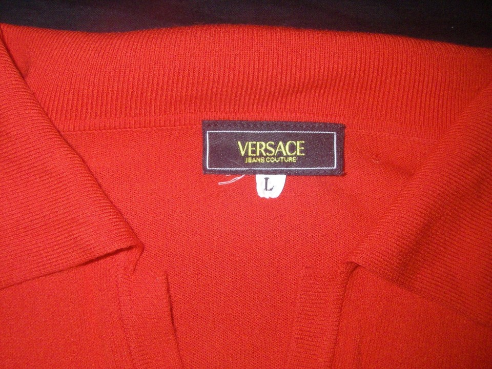 VERSACE jeans couture chandail pull summer knit rouge vif red taille