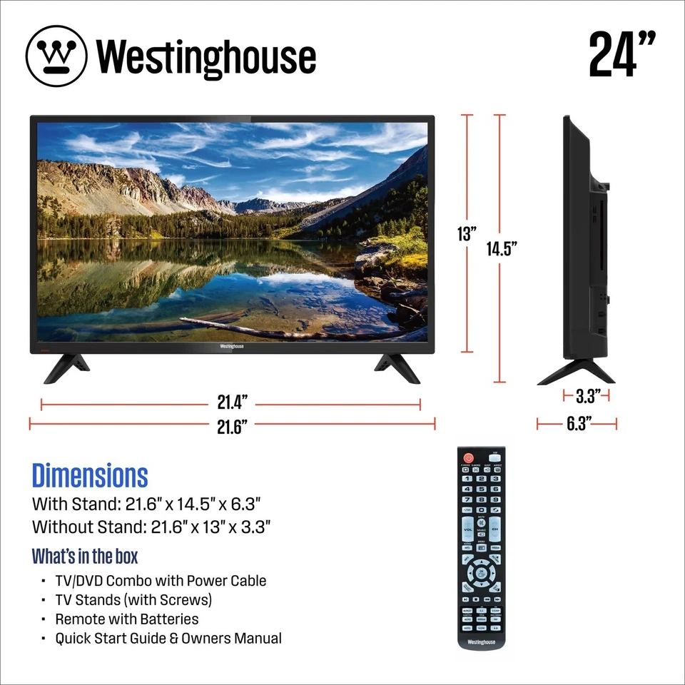 Westinghouse 24" HD LED TV with Built-in DVD Player - Model WD24HX5201 - Image 3 of 4