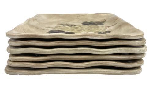 6 Cabernet Square Salad Plates Hand Painted Grapes by Tabletops Unlimited - Picture 16 of 17