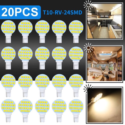 20x Warm White LED T10/921/194 24SMD RV Camper Trailer Interior Light
