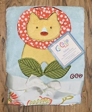 RARE! CoCaLo Sydney Applique Boa Soft Baby Boy Blanket Jungle Theme Nursey Lion