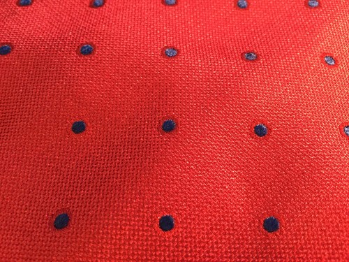 Vintage Club Room Necktie Tie Red Navy Blue Polka Dots Silk 3 1/8" - Picture 7 of 7