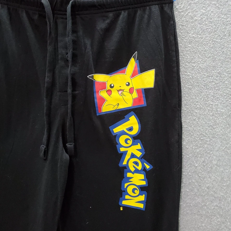 Pokemon Hombres Ropa de Dormir Mediana Negro Logo Gráfico Pikachu Pijama Pantalones Cordón Foto 2 de 4