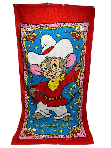 Vintage An American Tail Fievel Goes West Beach/Pool/Bath Towel Jay Franco 1990s