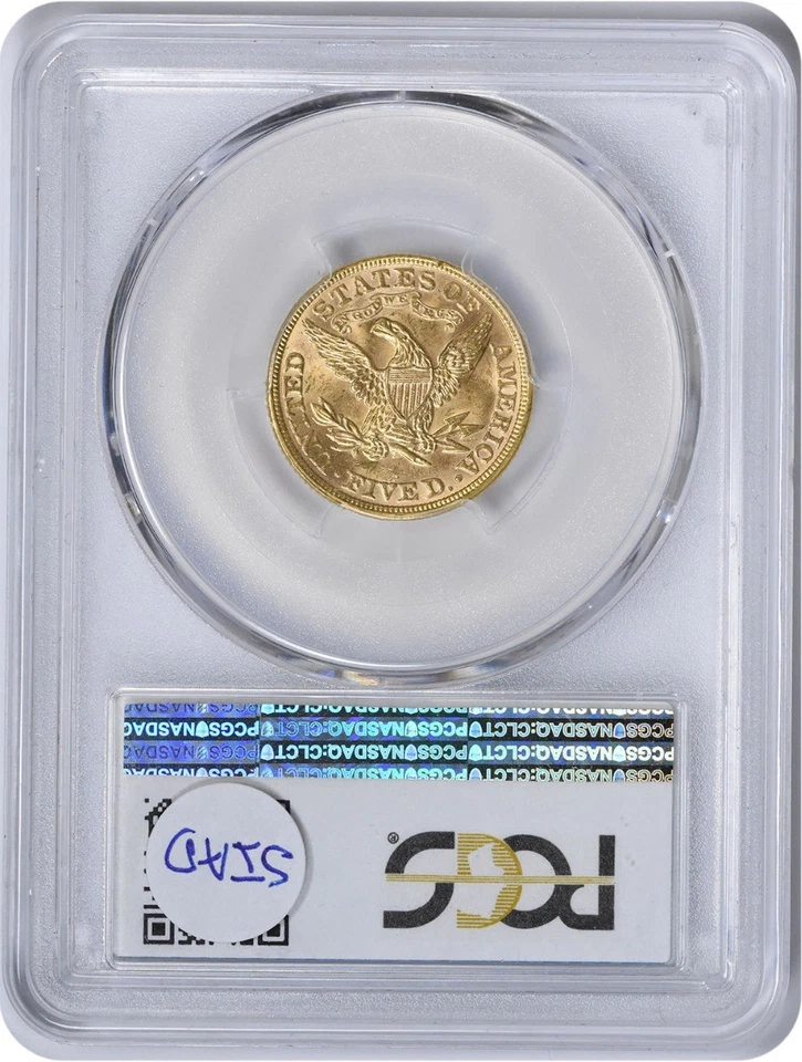 Cabeza Liberty de oro de $5 de 1895 MS62 PCGS Foto 2 de 2