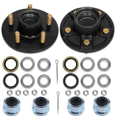 2000lb Trailer Axle Hub Kit 5 Lug 4.5'' for 1'' Spindle - 2 Sets
