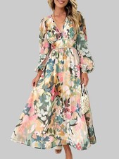 Floral Print Long Sleeve Midi Dress
