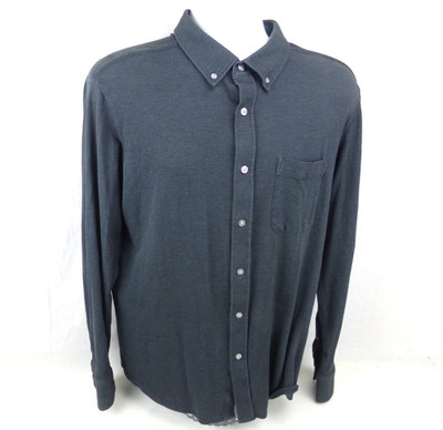 Mack Weldon Silver Shirt Mens Size L Black Stretch Pique