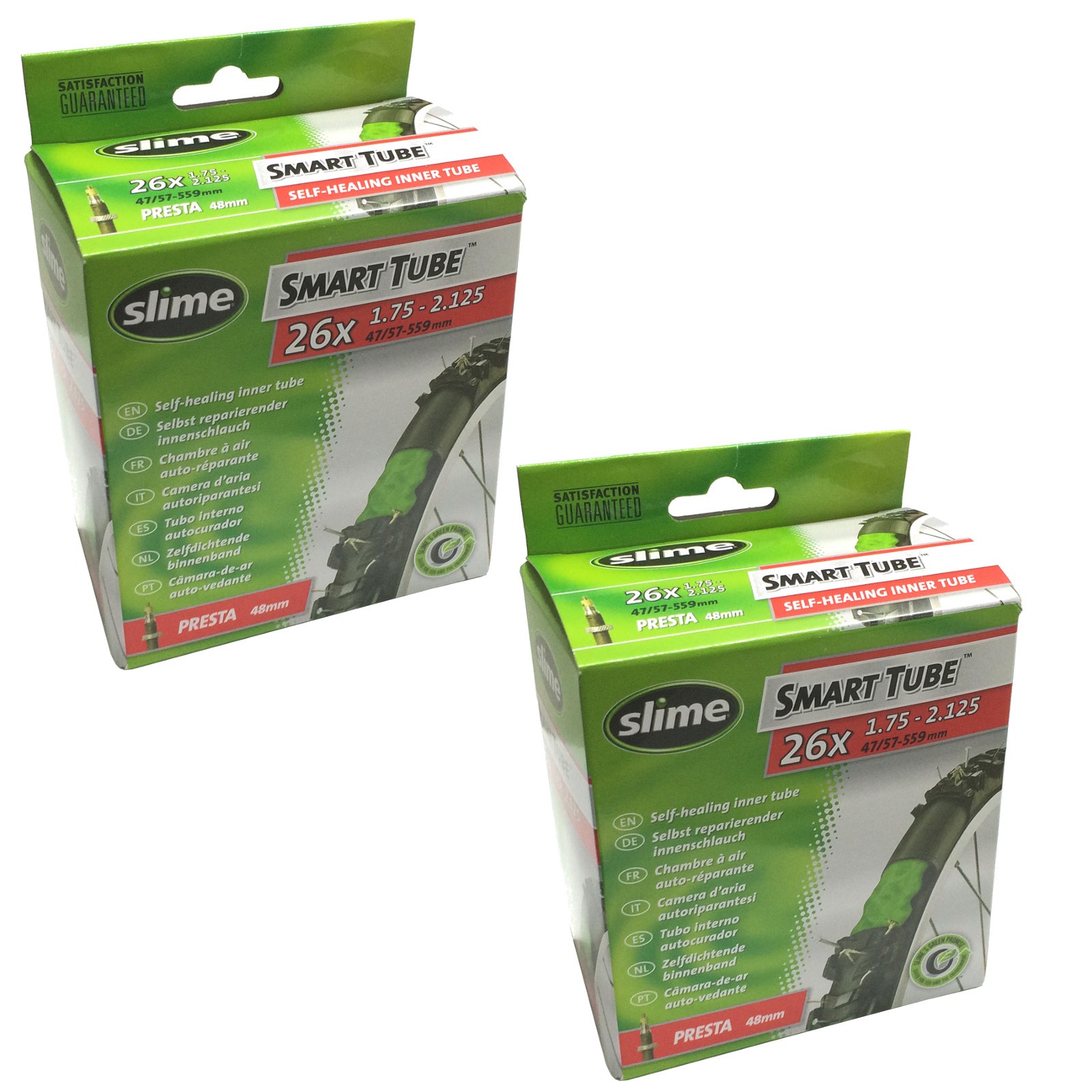 Cycle Slime Tubes Presta Valve 26 x 1.75-2.125"" (Pack of 2)