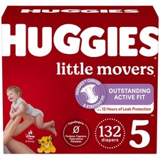 Huggies Little Movers Baby Diapers Size 5, 132 Count, Pack of 2