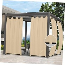 Outdoor Curtains Waterproof Windproof 54"W x 84"L Pack of 1 Beige